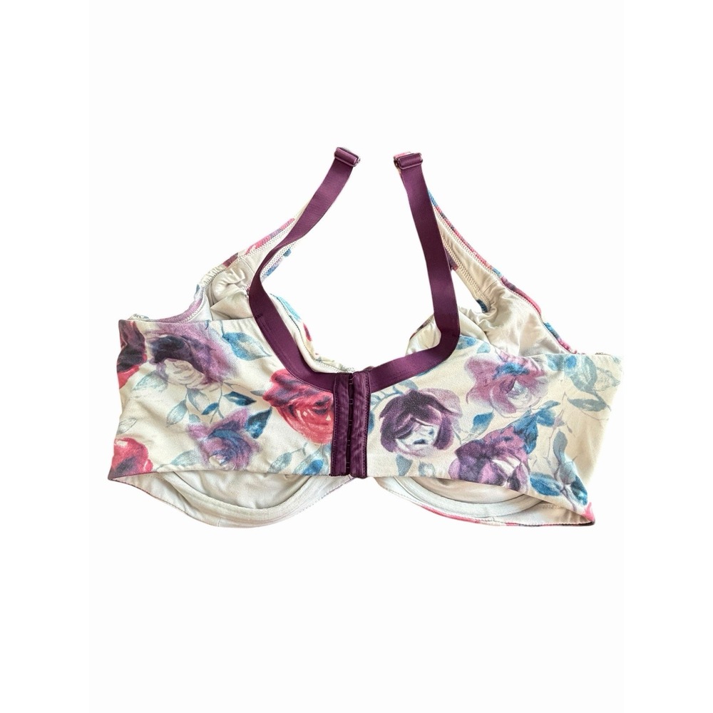 Cacique 44G Unlined Full Coverage Underwire Floral Purple Bra #EEE4-1 - Picture 2 of 5